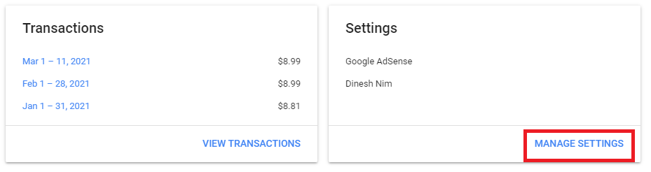 adsense payment settings
