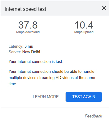 Check Internet Speed, Google Internet Speed Test